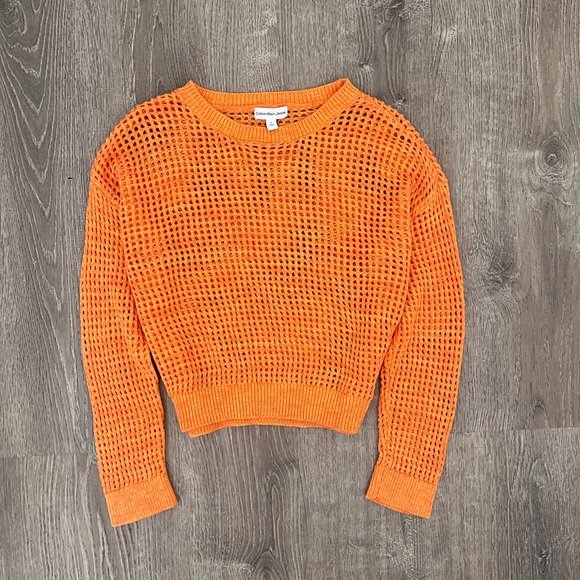 Calvin Klein Sweaters - Calvin Klein Bold Orange Mesh Sweater